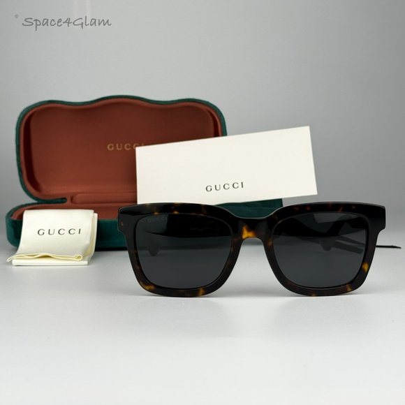 NEW GUCCI GG0001SN 003 Havana Grey Anti-Reflective Square Unisex Sunglasses - Picture 3 of 7